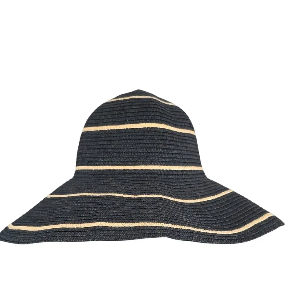 Wallaroo Hat Companyy Savannah Sun Hat Striped Black and Tan Wide Brim Hat